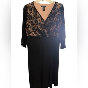 Glamour Black Lace Asymmetrical Dress Size 14W.